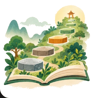 A land illustration from the leveled reading journey.